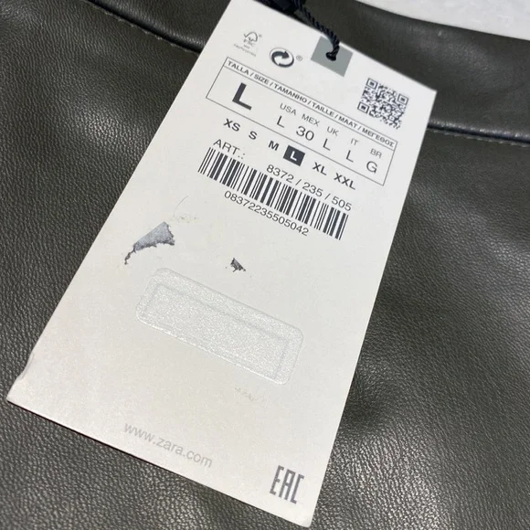 New Zara Forest Green Faux Leather Skinny Legging Pants Size L Wtags green⭐️⭐️⭐️ - Picture 9 of 17